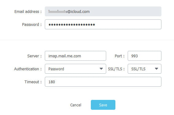 Modify Server Settings Mail Backup Profile 